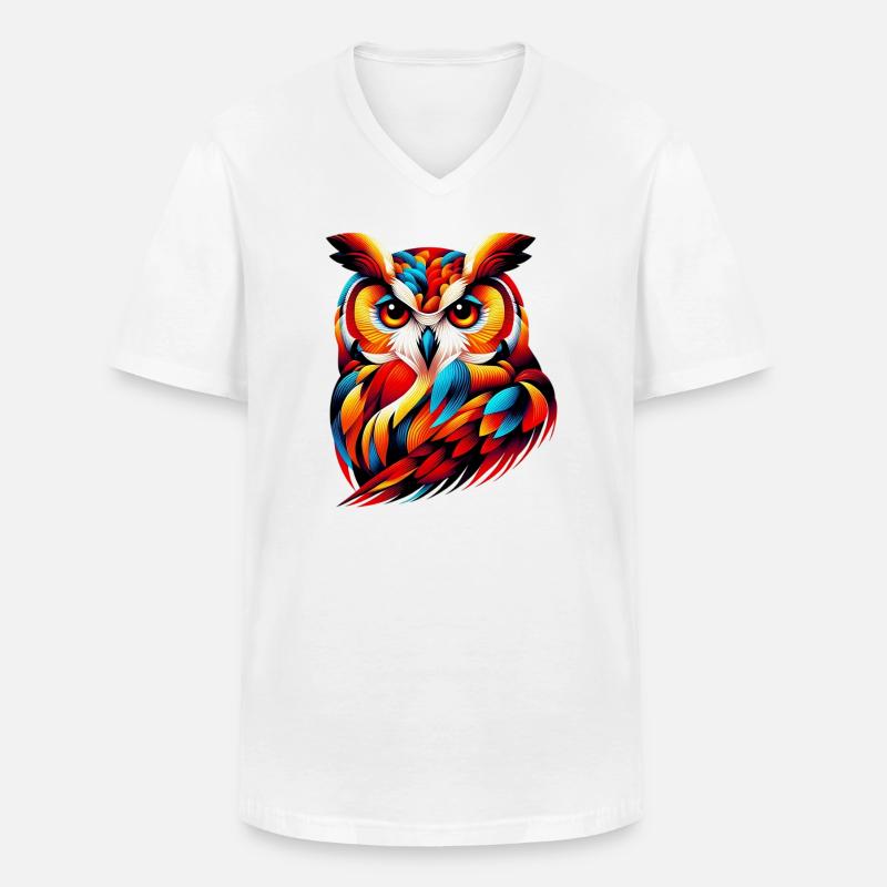 Eule - Männer-T-Shirt mit V-Ausschnitt - Weiß