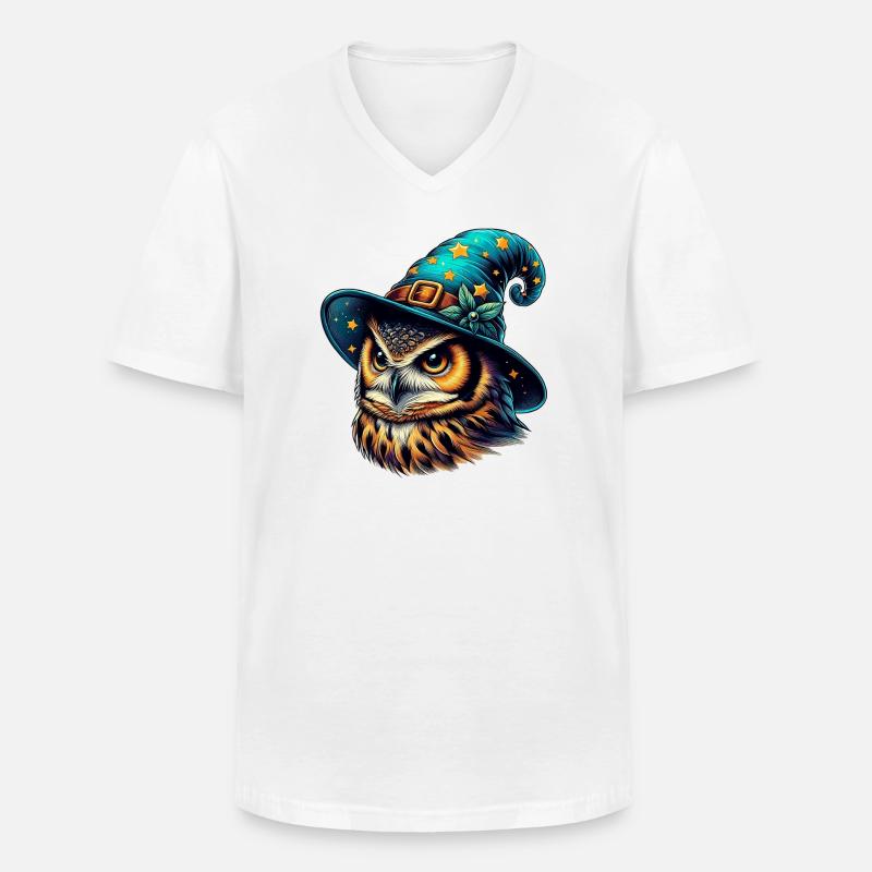 Zauberer Eule - Männer-T-Shirt mit V-Ausschnitt - Weiß