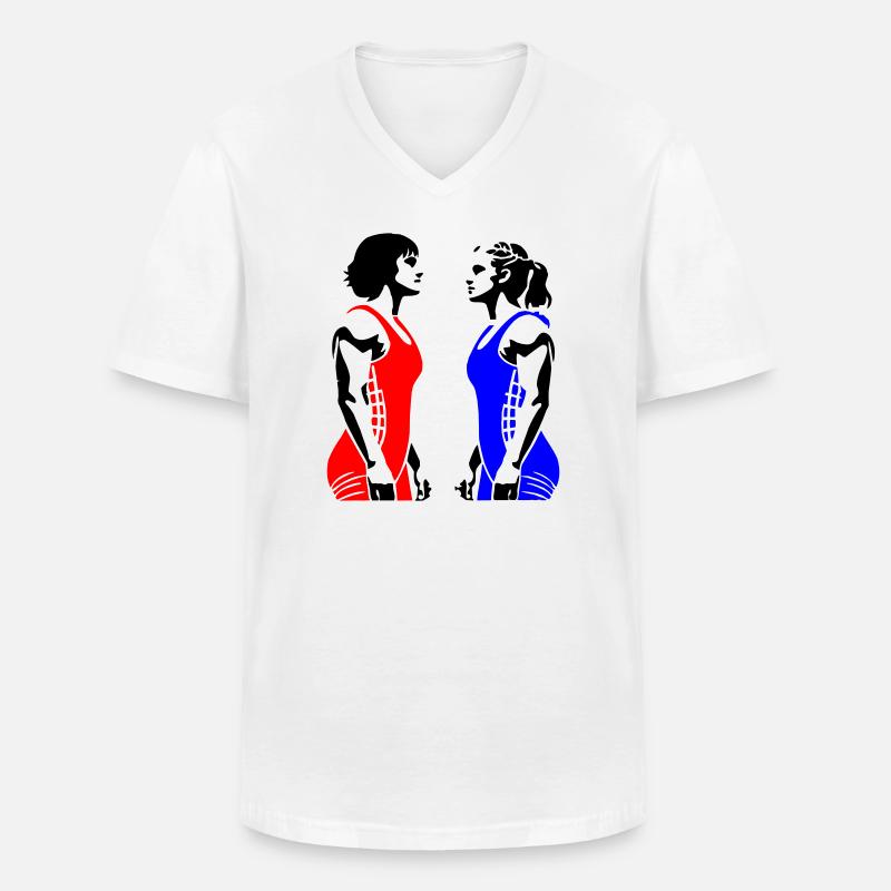 Frauen Ringen - Männer-T-Shirt mit V-Ausschnitt - Weiß