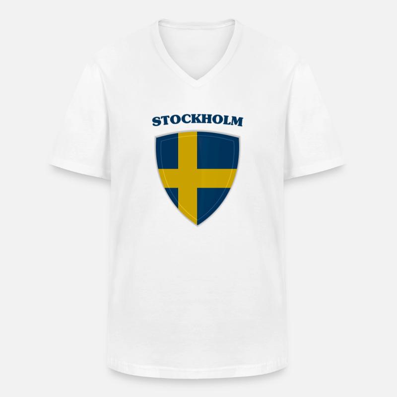Stochholm - Männer-T-Shirt mit V-Ausschnitt - Weiß