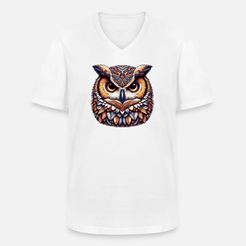Eule - Männer-T-Shirt mit V-Ausschnitt - Weiß