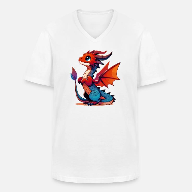 Drache - Männer-T-Shirt mit V-Ausschnitt - Weiß