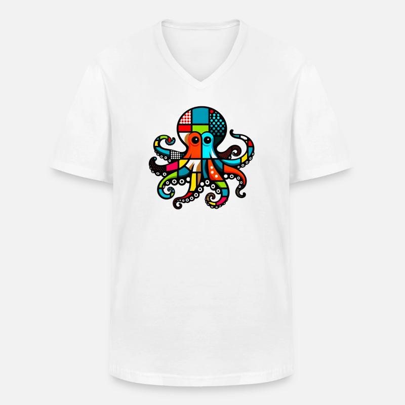 Krake - Männer-T-Shirt mit V-Ausschnitt - Weiß