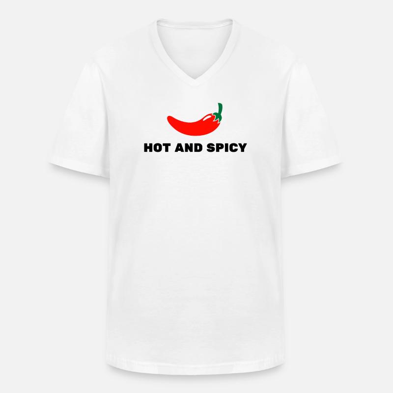Scharf und würzig - Männer-T-Shirt mit V-Ausschnitt - Weiß