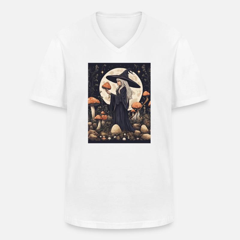 MinervaShop - Männer-T-Shirt mit V-Ausschnitt - Weiß
