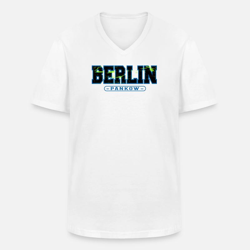 Berlin Pankow Neon-Graffiti - Männer-T-Shirt mit V-Ausschnitt - Weiß