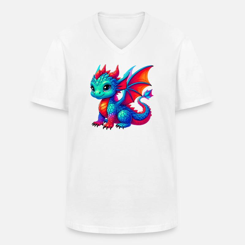 Drache - Männer-T-Shirt mit V-Ausschnitt - Weiß