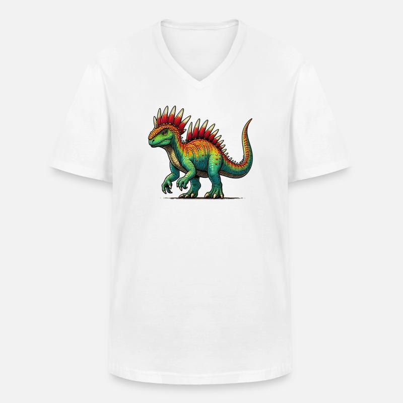 Dinosaurier - Männer-T-Shirt mit V-Ausschnitt - Weiß