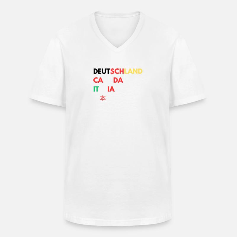 Länderfarben Schriftzug Collage - Männer-T-Shirt mit V-Ausschnitt - Weiß