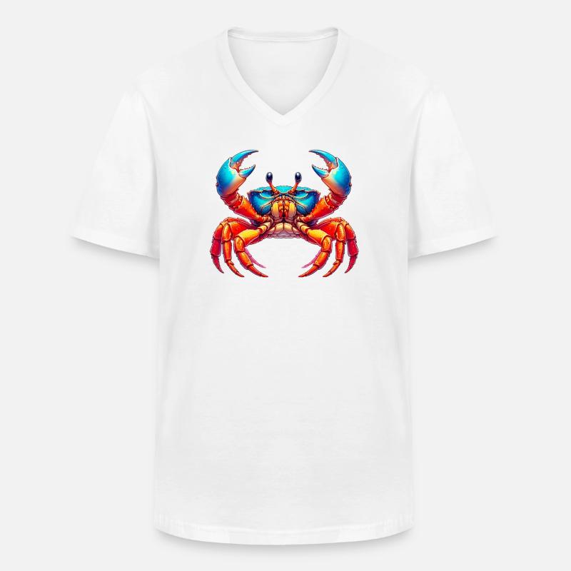 Crab - Men's V-Neck T-Shirt - white