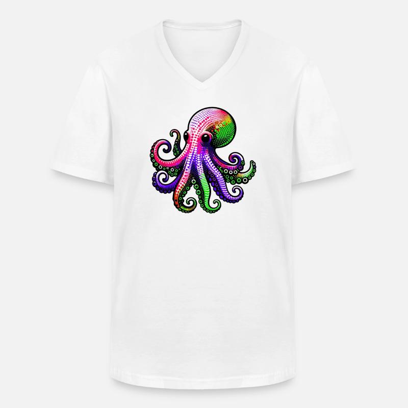Krake - Männer-T-Shirt mit V-Ausschnitt - Weiß
