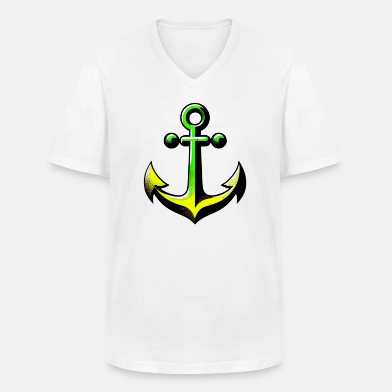 Ein Anker - Männer-T-Shirt mit V-Ausschnitt - Weiß