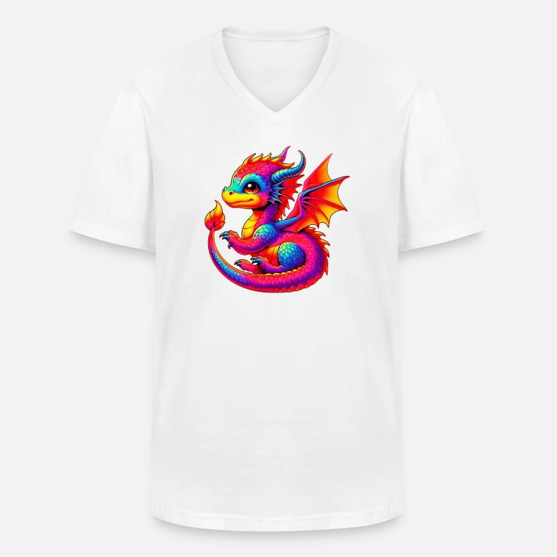Drache - Männer-T-Shirt mit V-Ausschnitt - Weiß