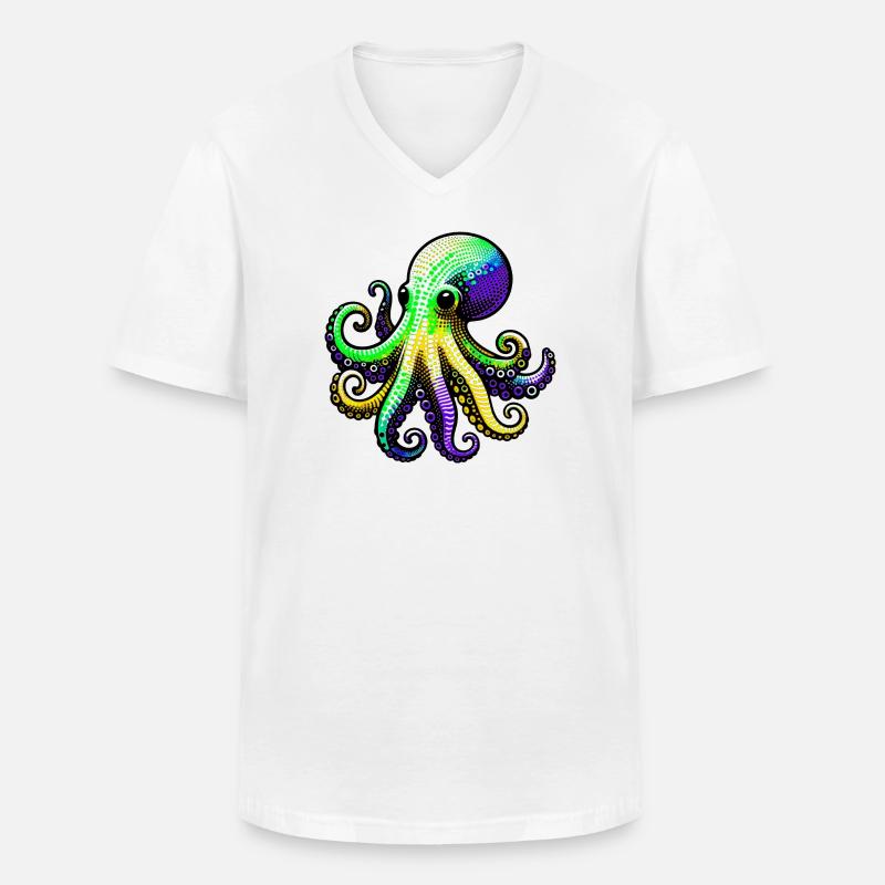 Krake - Männer-T-Shirt mit V-Ausschnitt - Weiß