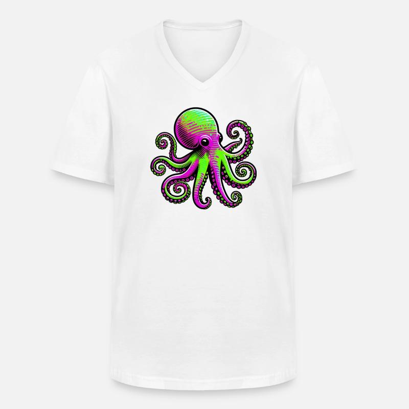 Krake - Männer-T-Shirt mit V-Ausschnitt - Weiß