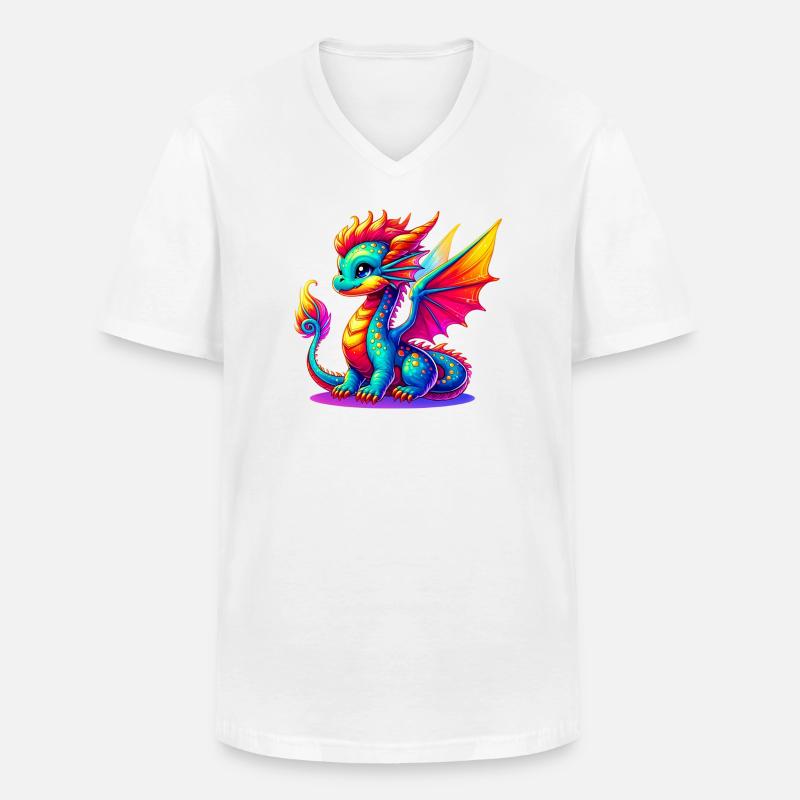 Drache - Männer-T-Shirt mit V-Ausschnitt - Weiß