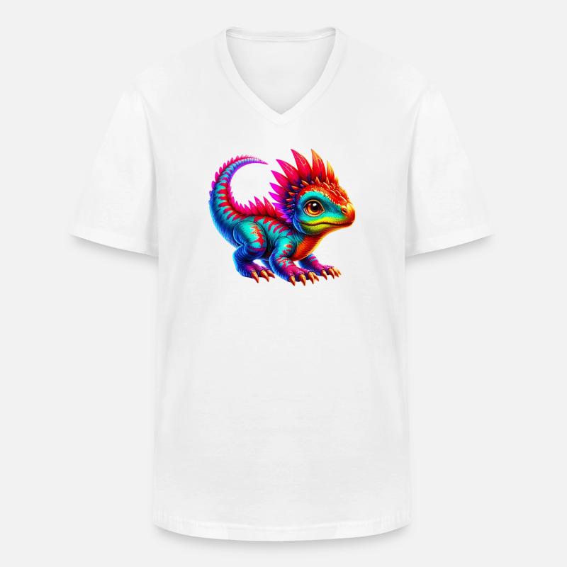Dinosaurier - Männer-T-Shirt mit V-Ausschnitt - Weiß