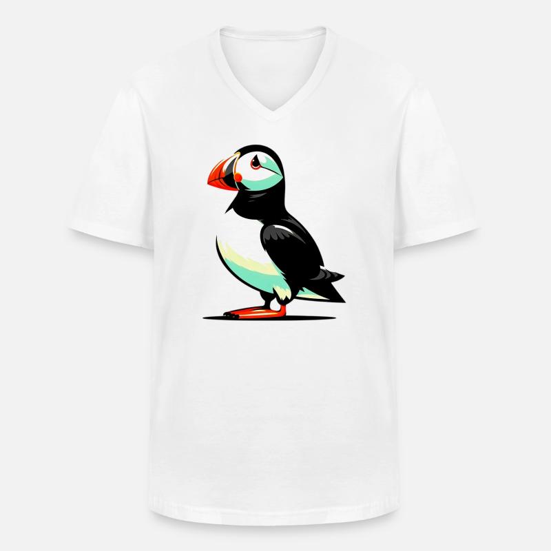 Papageitaucher - Männer-T-Shirt mit V-Ausschnitt - Weiß
