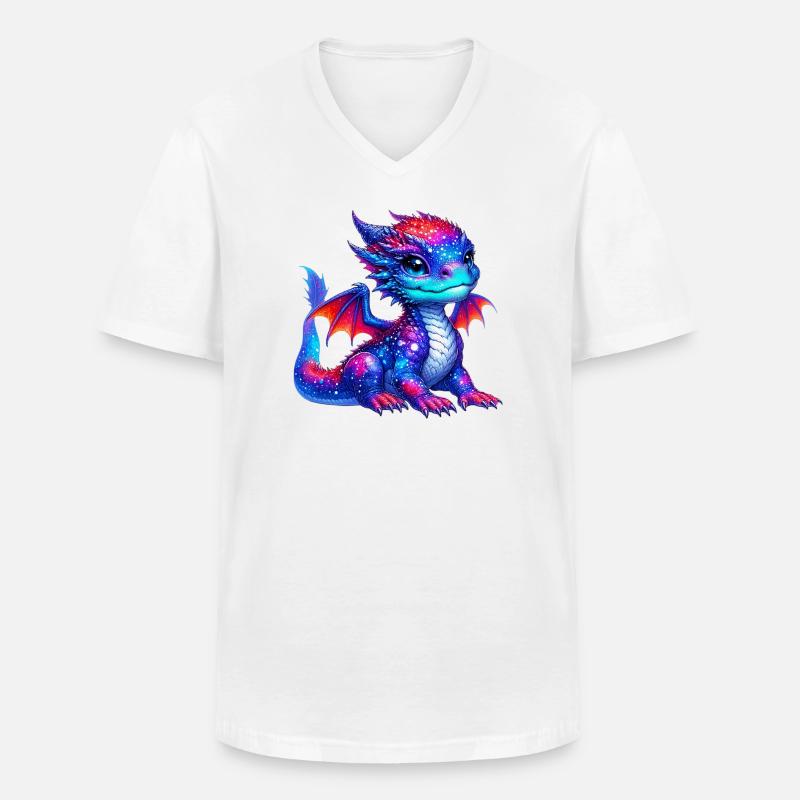Drache - Männer-T-Shirt mit V-Ausschnitt - Weiß