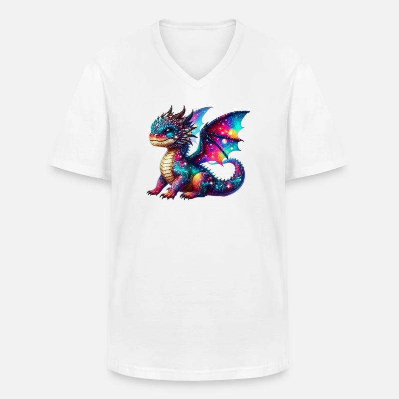 Drache - Männer-T-Shirt mit V-Ausschnitt - Weiß