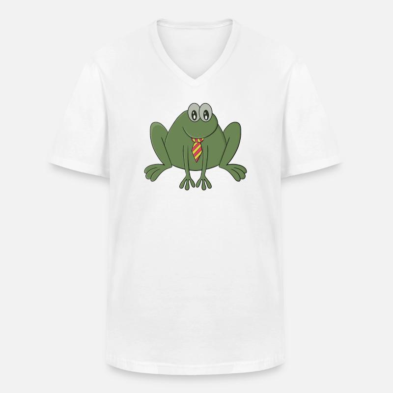 Frosch mit Krawatte - Männer-T-Shirt mit V-Ausschnitt - Weiß