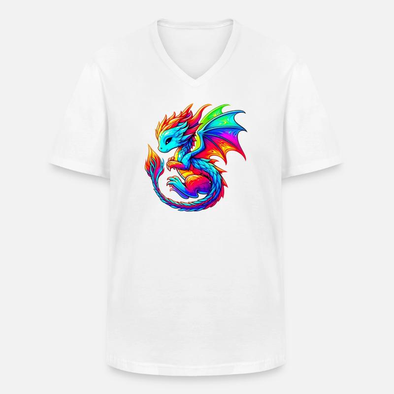 Drache - Männer-T-Shirt mit V-Ausschnitt - Weiß