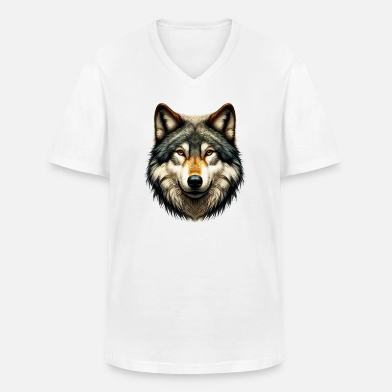 Wolf - Männer-T-Shirt mit V-Ausschnitt - Weiß