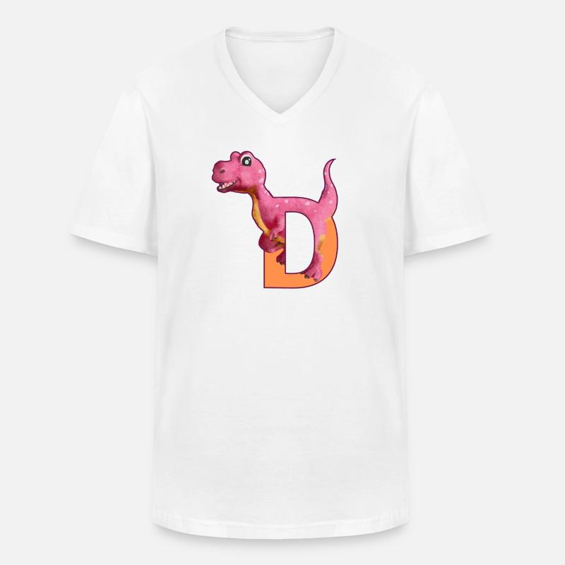 D - DINOSAURIER, Personalisierbar - Männer-T-Shirt mit V-Ausschnitt - Weiß
