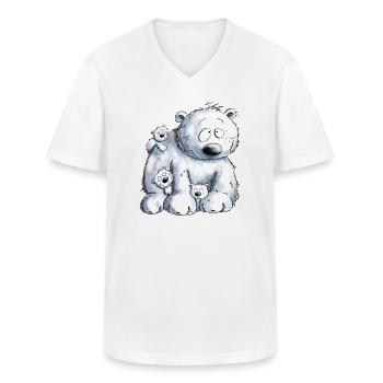 Eisbär Mit Eisbär Baby I Polarbär - Männer-T-Shirt mit V-Ausschnitt - Weiß - Vorne - AI Model Male 185 light (185cm)