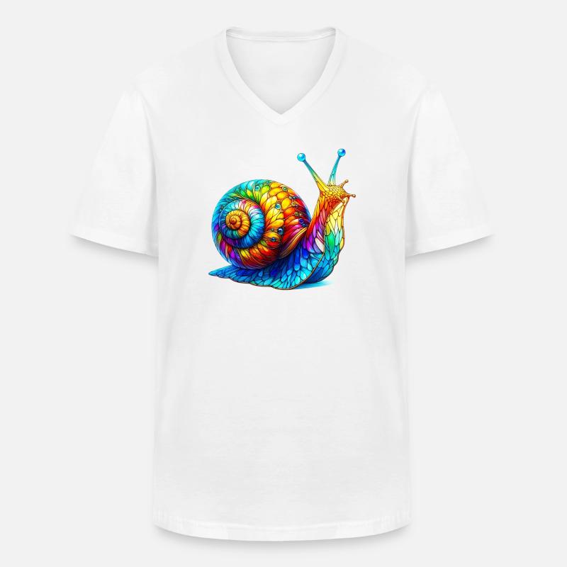 Schnecke - Männer-T-Shirt mit V-Ausschnitt - Weiß