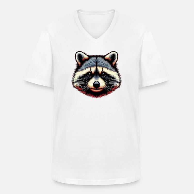 Waschbär - Männer-T-Shirt mit V-Ausschnitt - Weiß