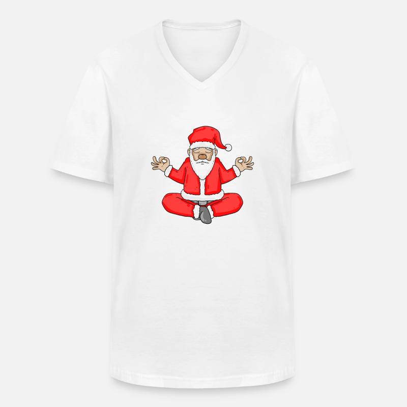 Weihnachtsmann Yoga Geist Körper - Männer-T-Shirt mit V-Ausschnitt - Weiß