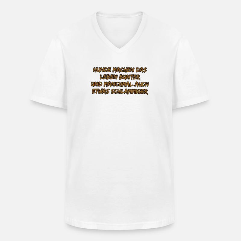 Hundebunte Lebensfreude - Männer-T-Shirt mit V-Ausschnitt - Weiß
