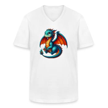 Dragon - T-shirt col V Homme - blanc - Devant - AI Model Male 185 light (185cm)
