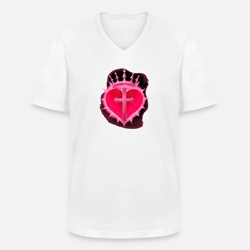 Gothic-Herz, Kreuze, romantiker - Männer-T-Shirt mit V-Ausschnitt - Weiß