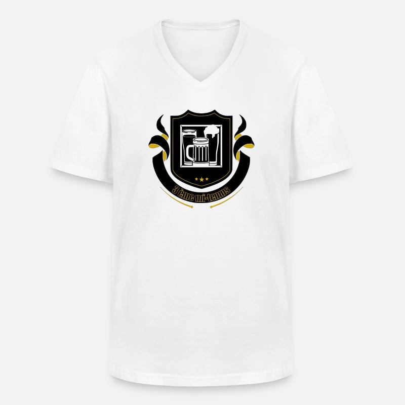 3. Halbzeit - Männer-T-Shirt mit V-Ausschnitt - Weiß