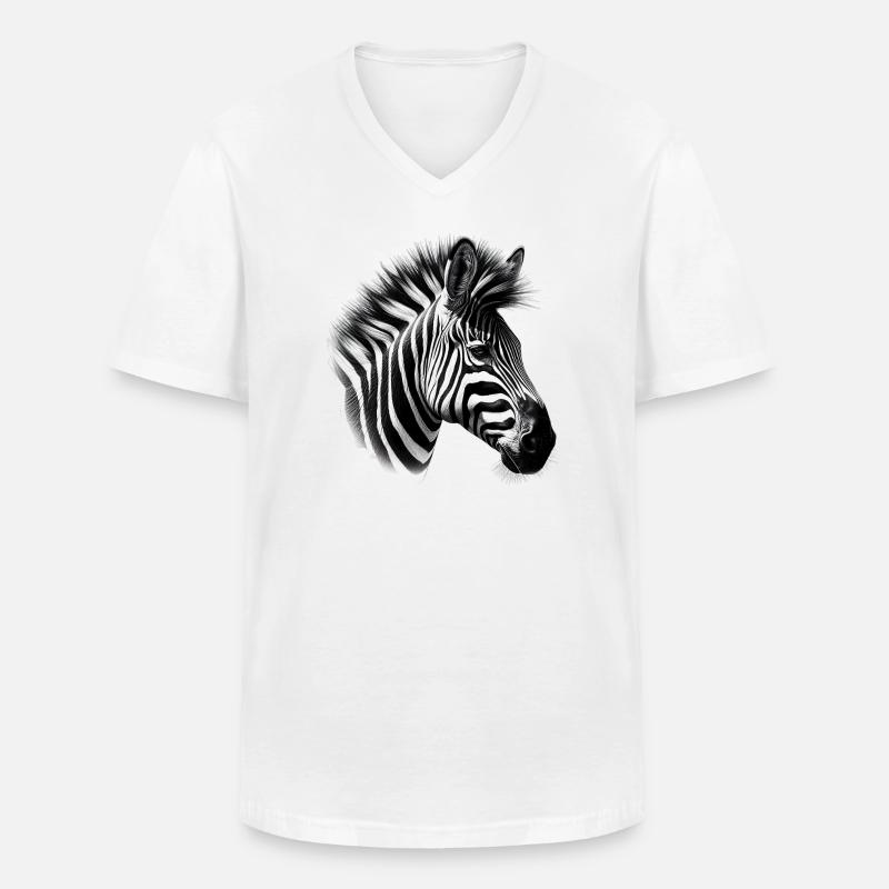 Zebra - Männer-T-Shirt mit V-Ausschnitt - Weiß