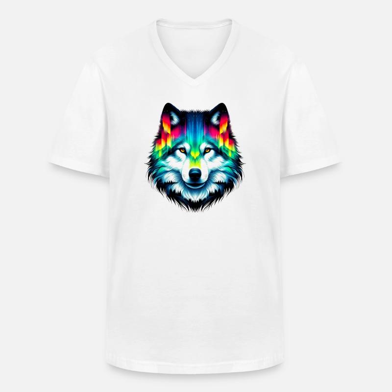 Wolf - Männer-T-Shirt mit V-Ausschnitt - Weiß