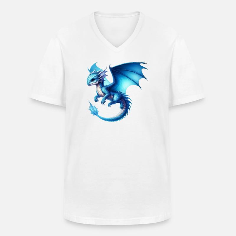 Drache - Männer-T-Shirt mit V-Ausschnitt - Weiß