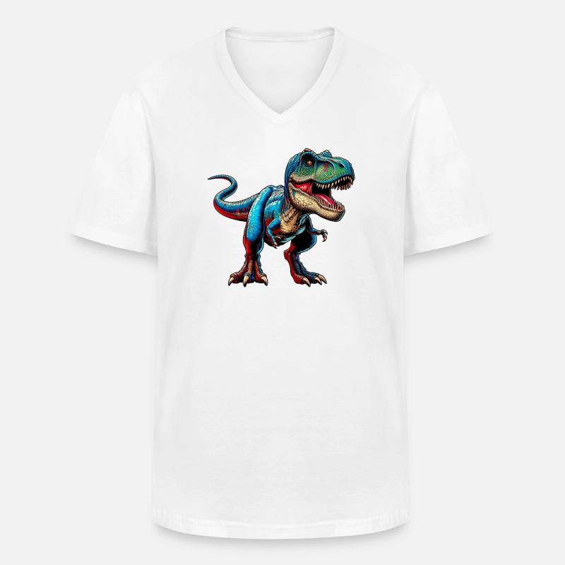 Dinosaurier - Männer-T-Shirt mit V-Ausschnitt - Weiß
