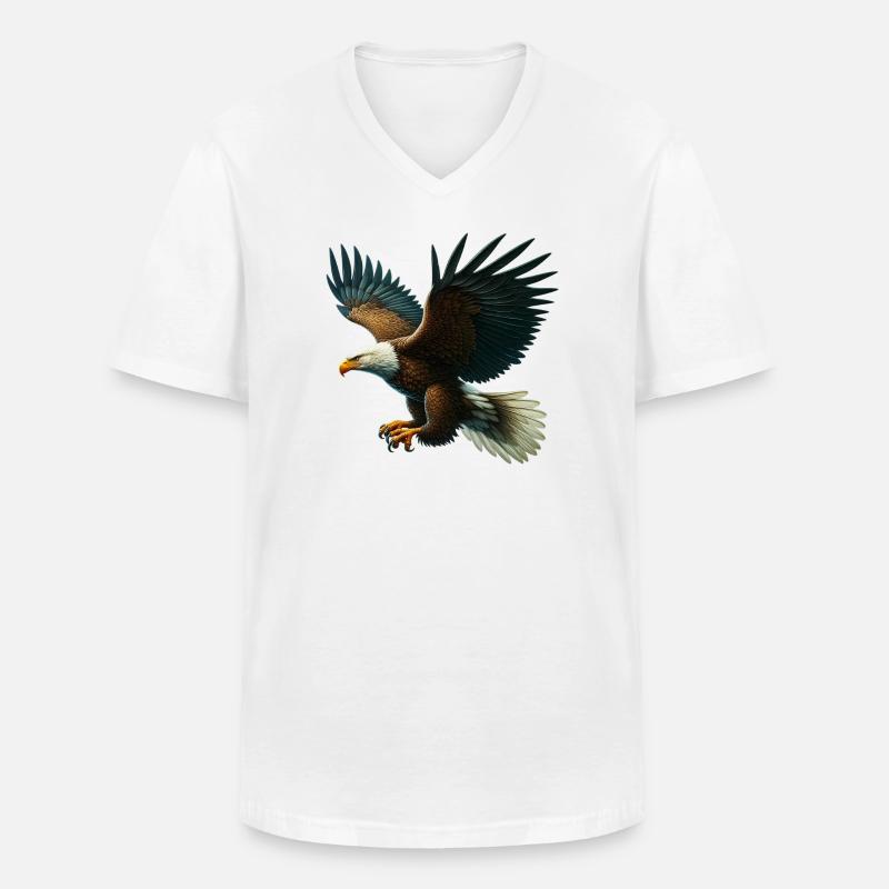 Adler - Männer-T-Shirt mit V-Ausschnitt - Weiß