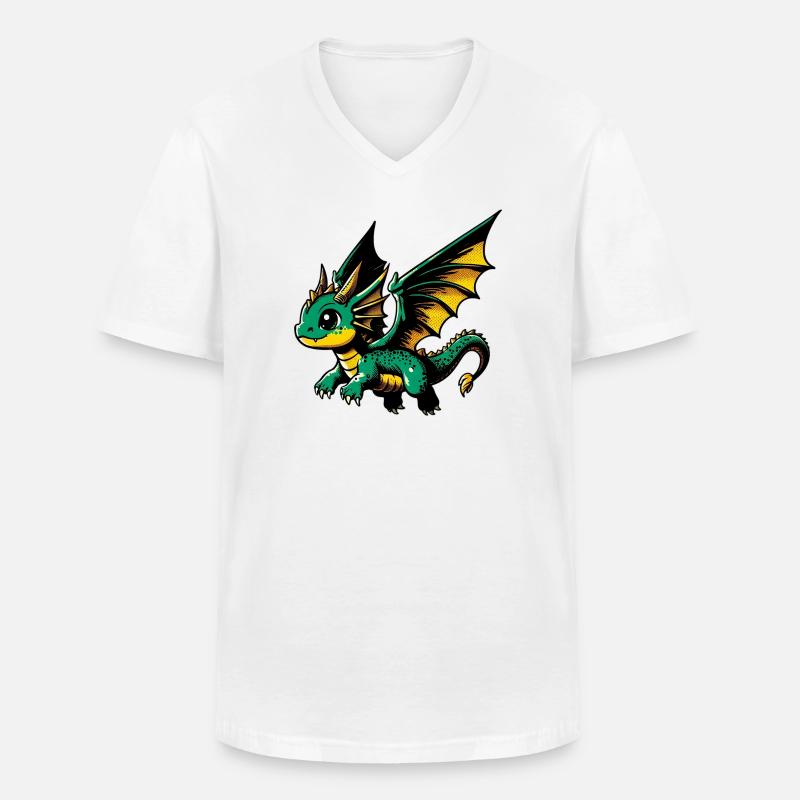 Drache - Männer-T-Shirt mit V-Ausschnitt - Weiß