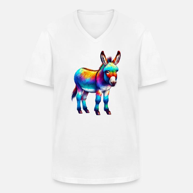 Esel-Maultier - Männer-T-Shirt mit V-Ausschnitt - Weiß