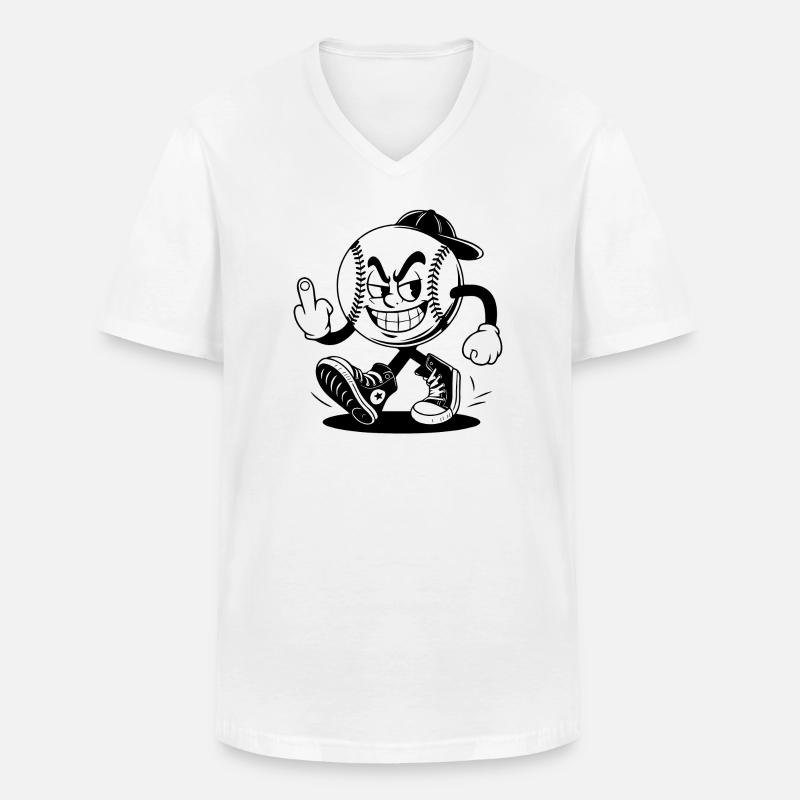 Baseball mit einem selbstbewussten - Männer-T-Shirt mit V-Ausschnitt - Weiß