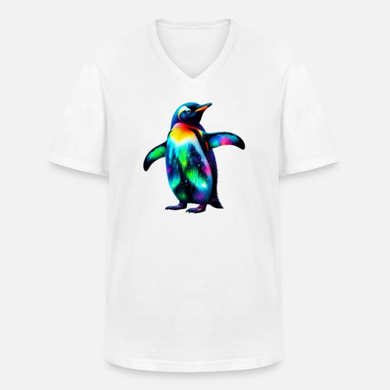 Pinguin - Männer-T-Shirt mit V-Ausschnitt - Weiß