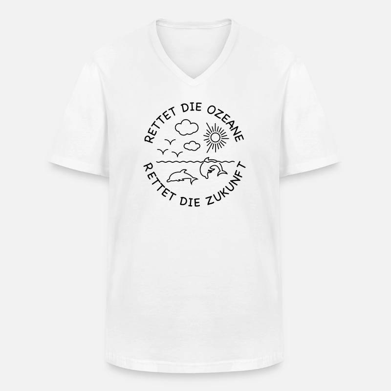Delfin - Männer-T-Shirt mit V-Ausschnitt - Weiß