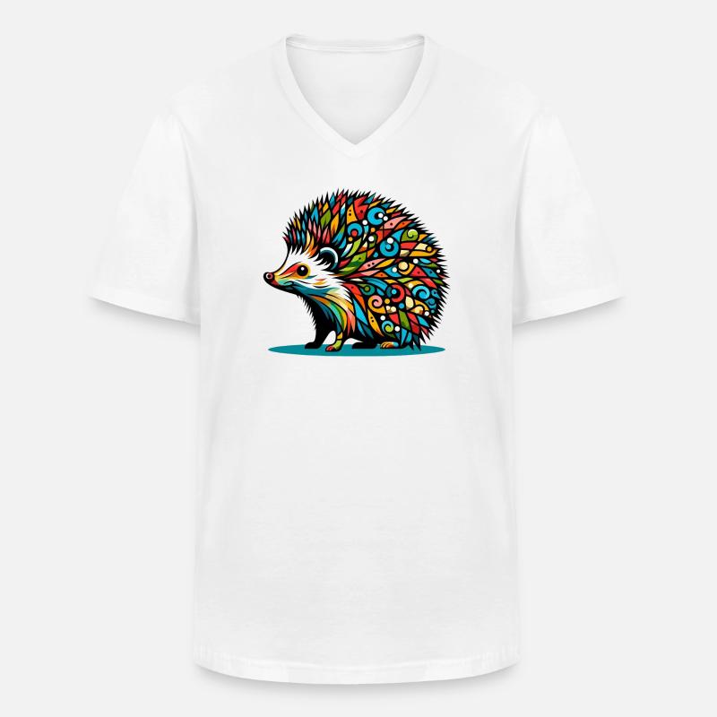 Igel - Männer-T-Shirt mit V-Ausschnitt - Weiß
