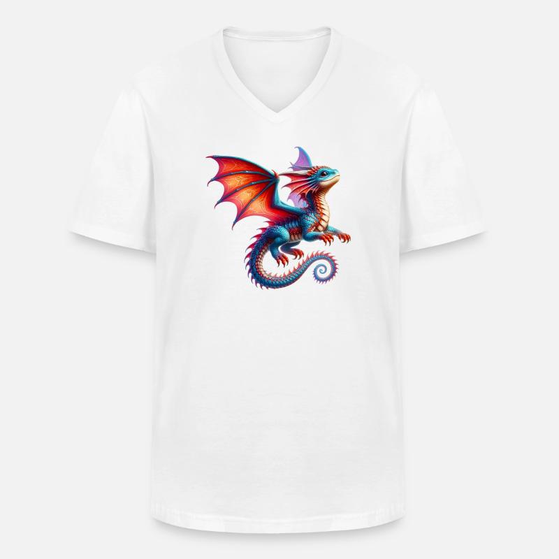 Drache - Männer-T-Shirt mit V-Ausschnitt - Weiß