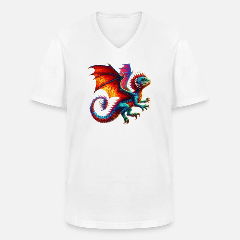 Drache - Männer-T-Shirt mit V-Ausschnitt - Weiß