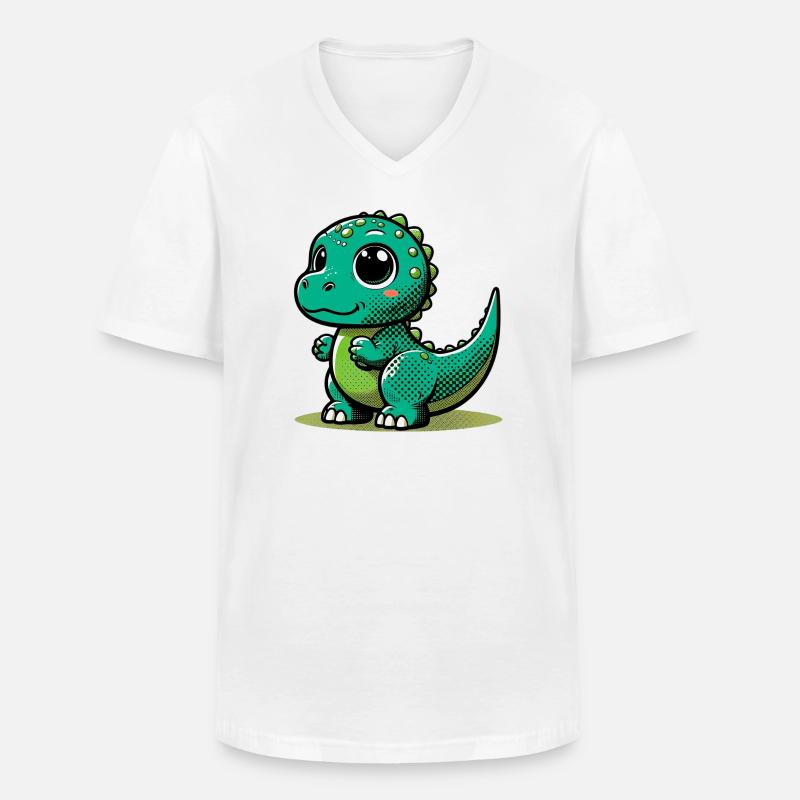 Dinosaurier - Männer-T-Shirt mit V-Ausschnitt - Weiß